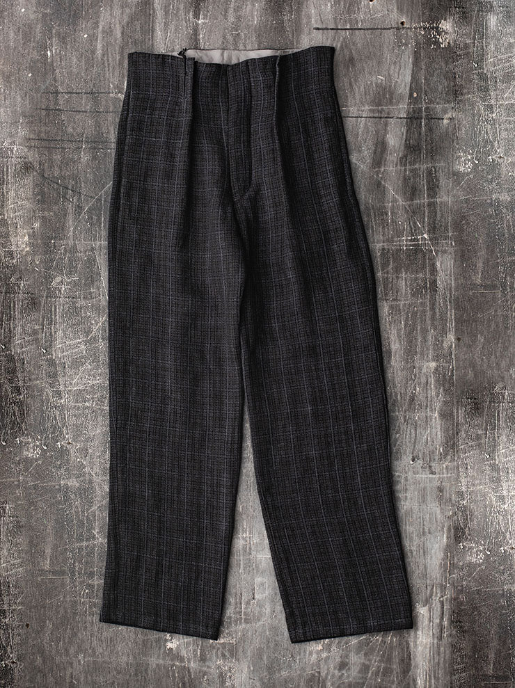 K'ANG<br> UNISEX PLEATED-WAIST WIDE FIT TROUSERS / OFF BLACK