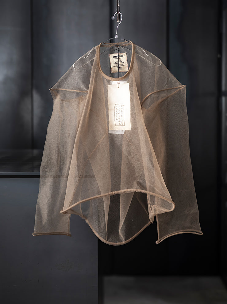 UMA WANG<br> WOMENS Tulle long sleeve top / MUSTARD