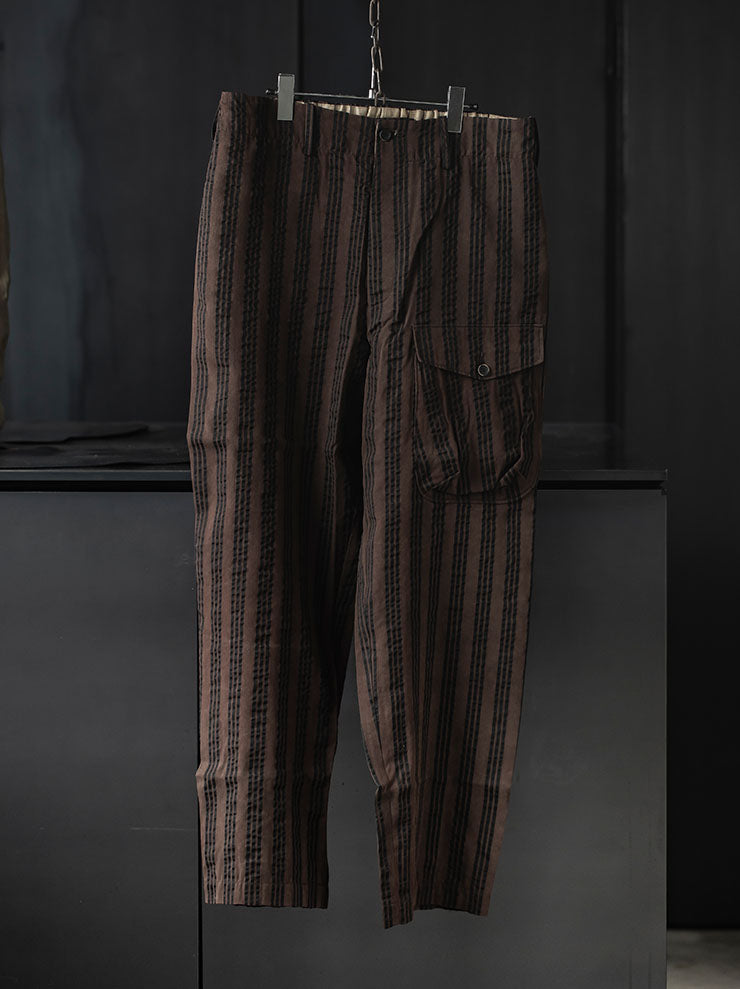 UMA WANG<br> MENS striped trousers / BROWN × BLACK
