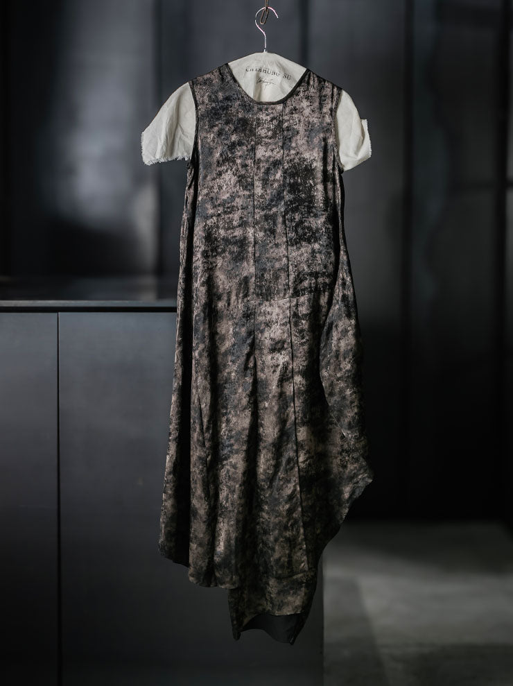 CHIAHUNG SU<br>WOMENS HAND DYED WATERED GAUZE STRAPPING DRESS / WATERED GAUZE