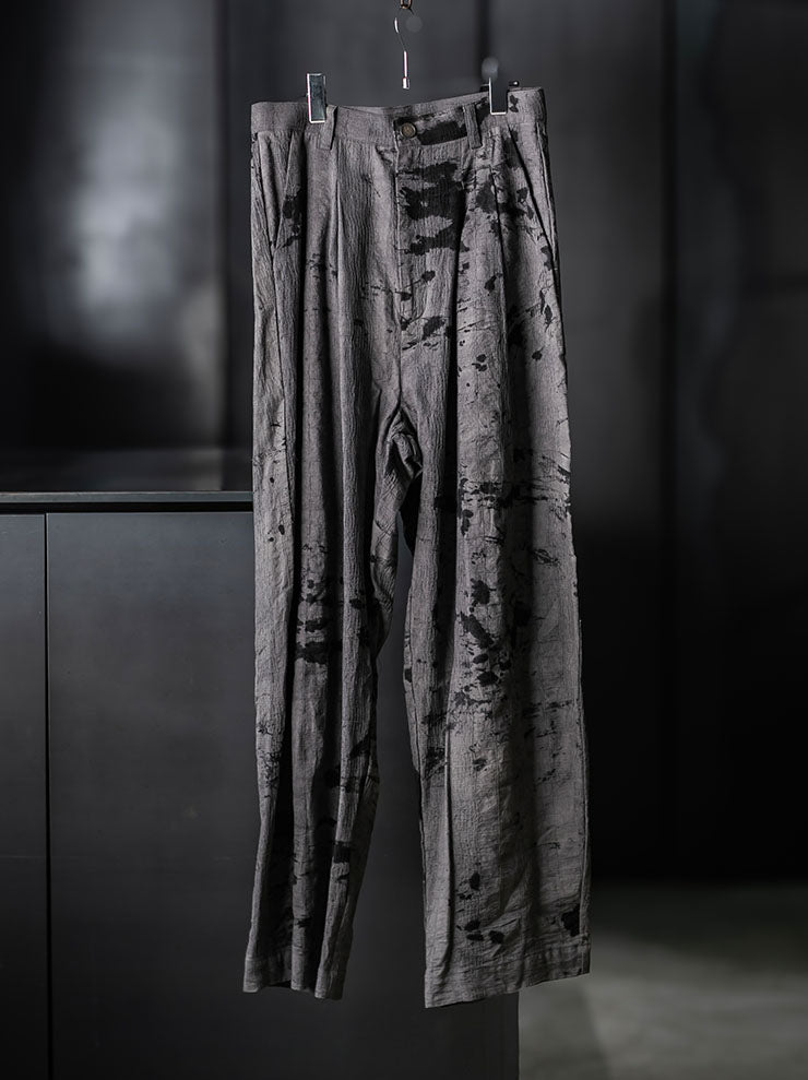 CHIAHUNG SU<br>MENS HAND WOVEN & DYED WIDE HAREM TROUSER / UNEVEN GREY