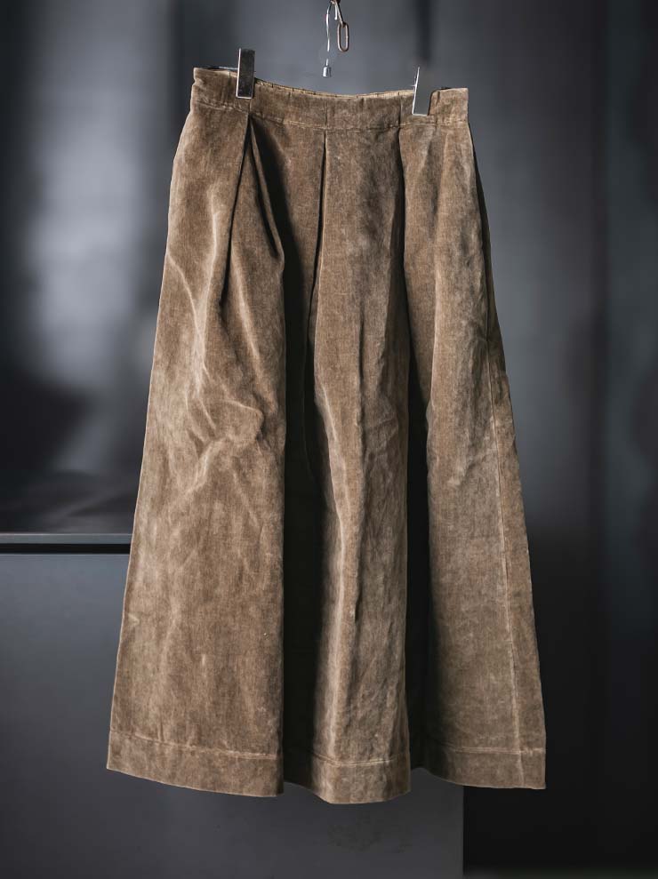 UMA WANG<br>WOMENS VELVET SKIRT  / MUSTARD