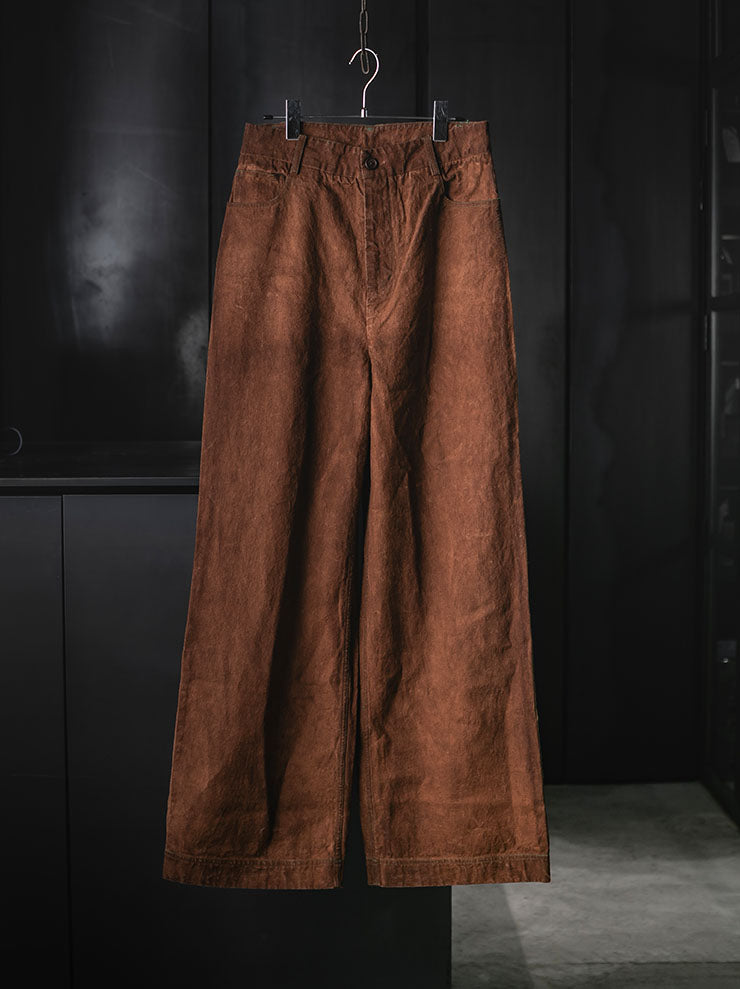 KINYAN LAM<br>UNISEX Natural Dye Hand Embroidery Straight Fit Jeans / Brown