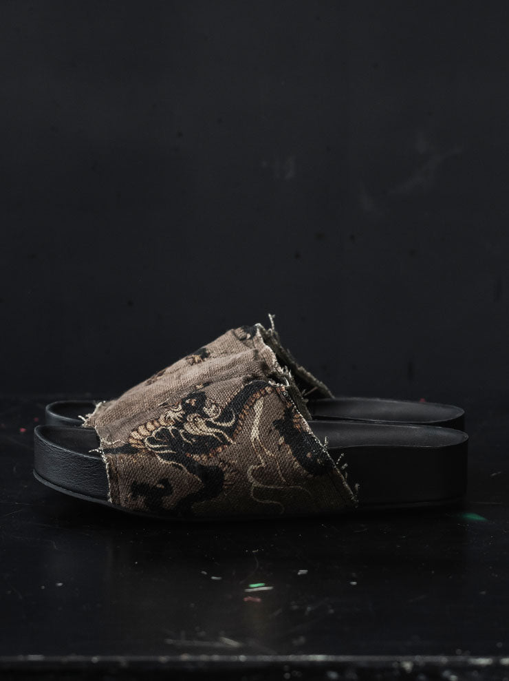 UMA WANG<br> WOMENS printed sandals / ROSE × BLACK