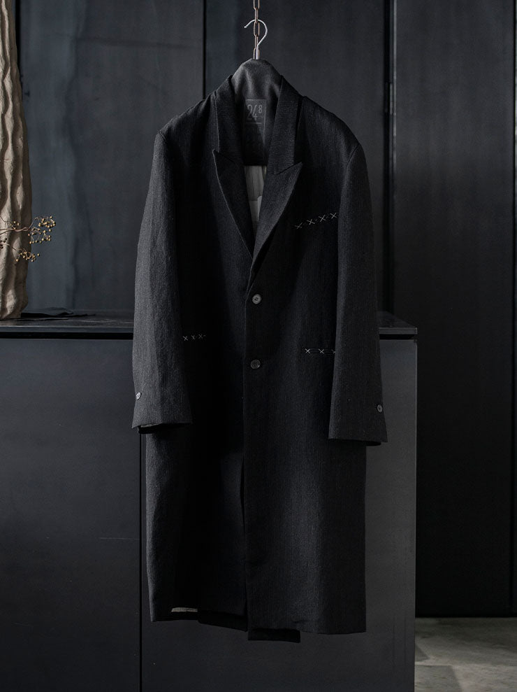 K'ANG<br> UNISEX OVERSIZE DETACHEBLE-REVERS COAT / OFF BLACK