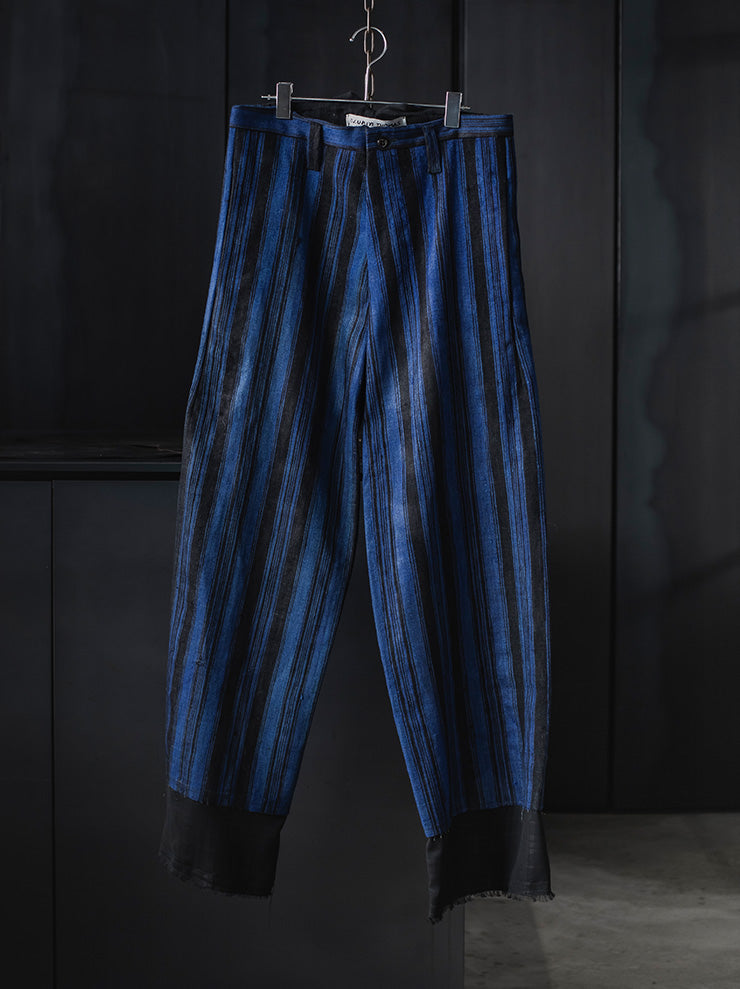 OLUBIYI THOMASストライプワイドパンツ / Blue & Black