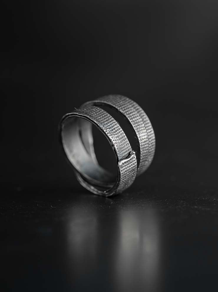 DETAJ<br>2-BANDAGE SILVER RING / 2-VTGR05 / VINTAGE SILVER