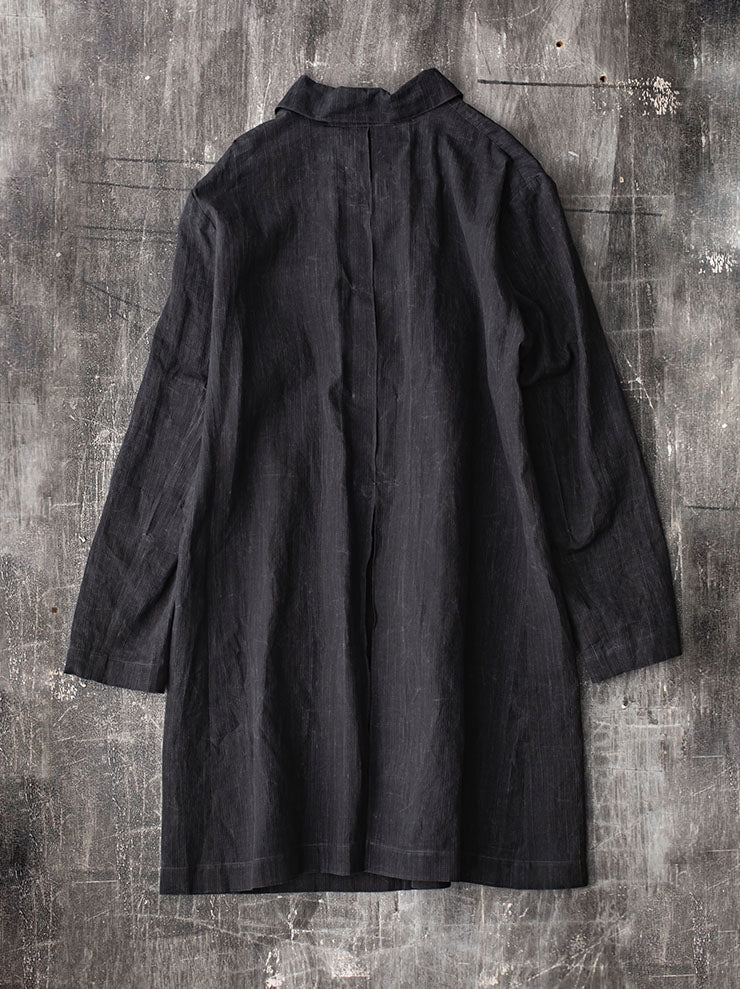 K'ANG<br> MENS BACK / ELBOW SPLIT LATER UNLINED DUST COAT / BLACK