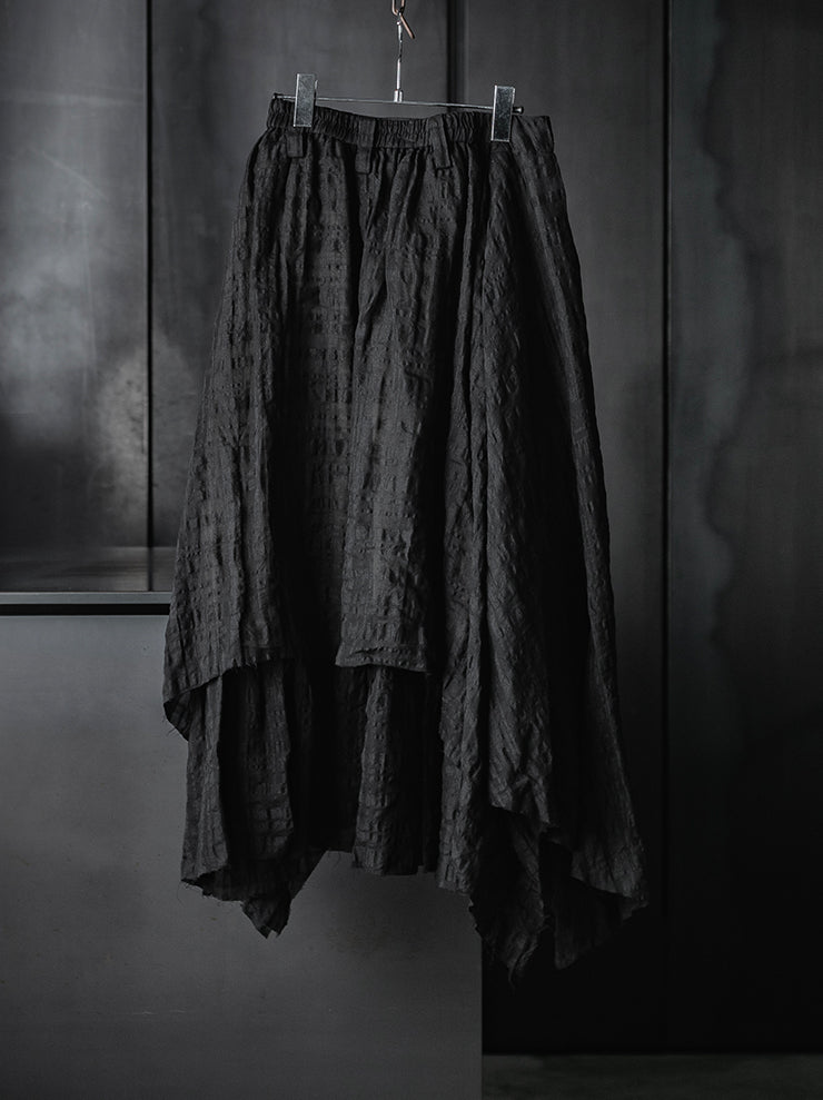 CHIAHUNG SU<br>HAND WOVEN CHECKER MIDI SKIRT / BLACK CHECKER