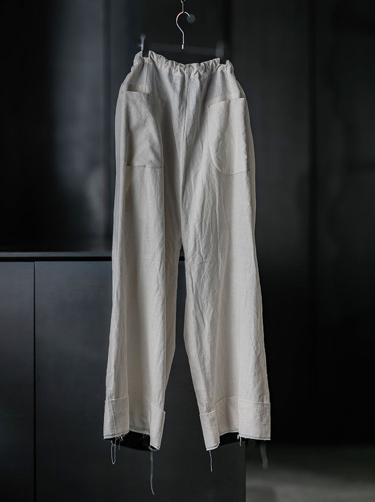MONAD<br> Lewis Relaxed wide leg Drawcord Pant / Natural/Undyed