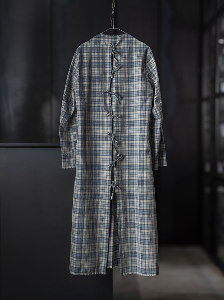 K'ANG<br>WOMEN BACK TIED LONG SHIRT DRESS / BLUE