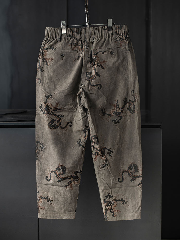 UMA WANG<br> MENS printed trousers / GRAY × BLACK