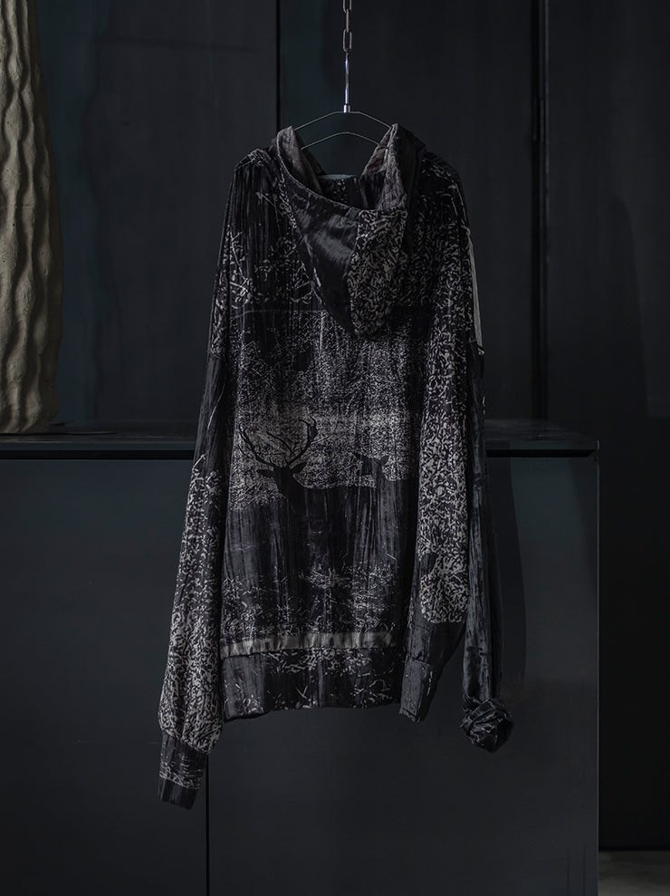 BARBARA BOLOGNA<br> WOMENS PRINTED BASIC HOODIE ZIP JACKET