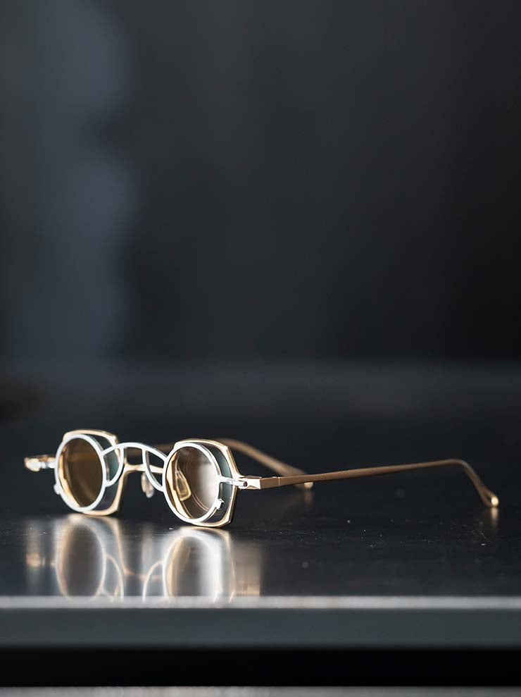 RIGARDS<br> TITANIUM & ALUMINUM frame sunglasses / GOLD FRAME x SILVER CLIP / RG1921TI