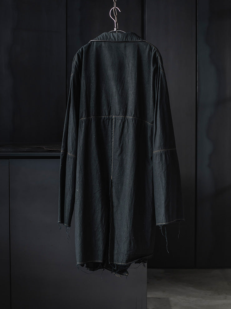 OLUBIYI THOMAS<br>UNISEX ステッチビックカラーコート/ Overdyed Dark Green
