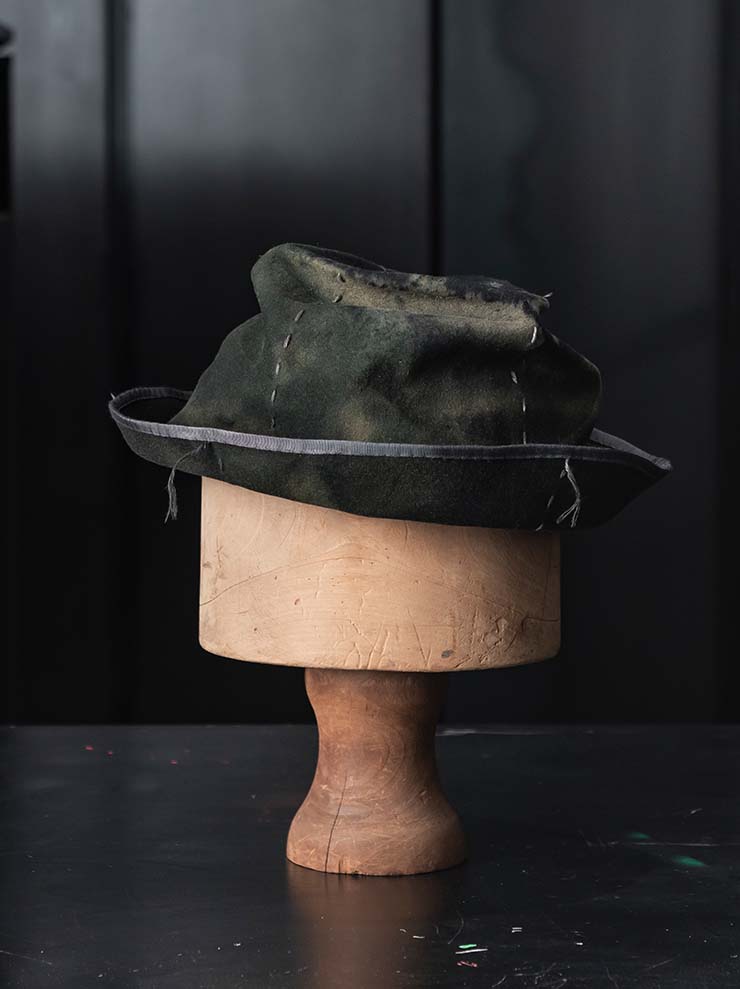 HORISAKI<br> ONE OF A KIND COLLECTION Rabbit Fur Felt Hat OOAK24 NO.120 / GREEN