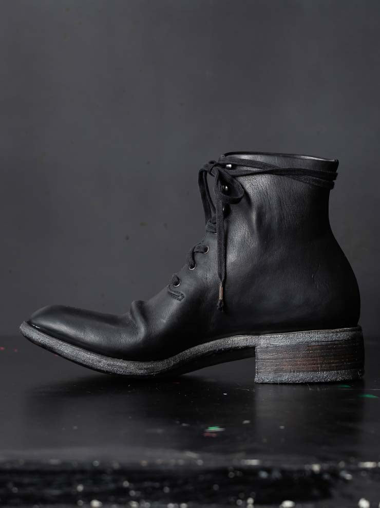 EMATYTE<br>MENS Horse Leather Culatta Object Dyed Lace-up Bootss / BLACK
