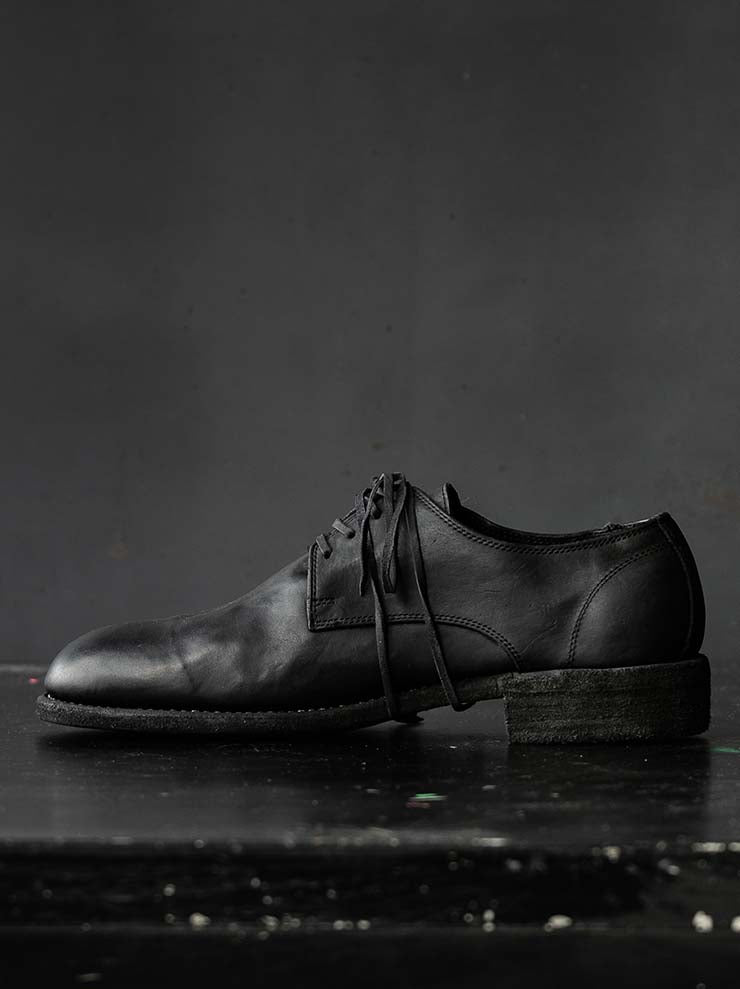 GUIDI<br>MEN'S CLASSIC DERBY SOLE LEATHER 992X BLKT / HORSE FULL GRAIN