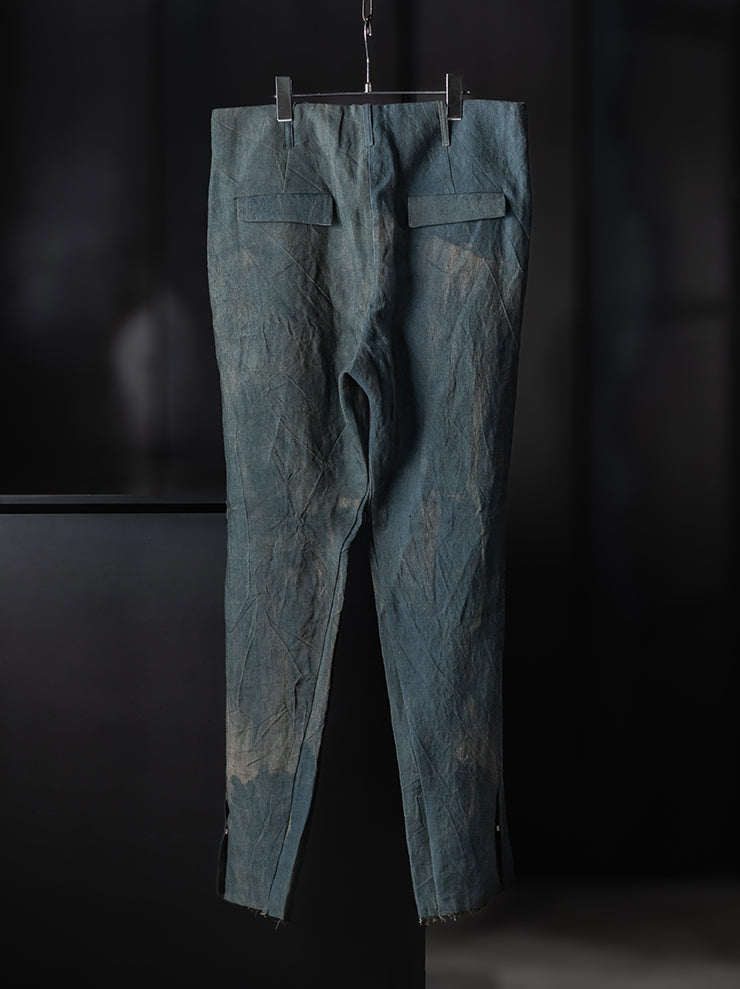 K’ANG <br>Men’s purgatory shadow-dyed trousers with 925 silver hook closer / SHADOW