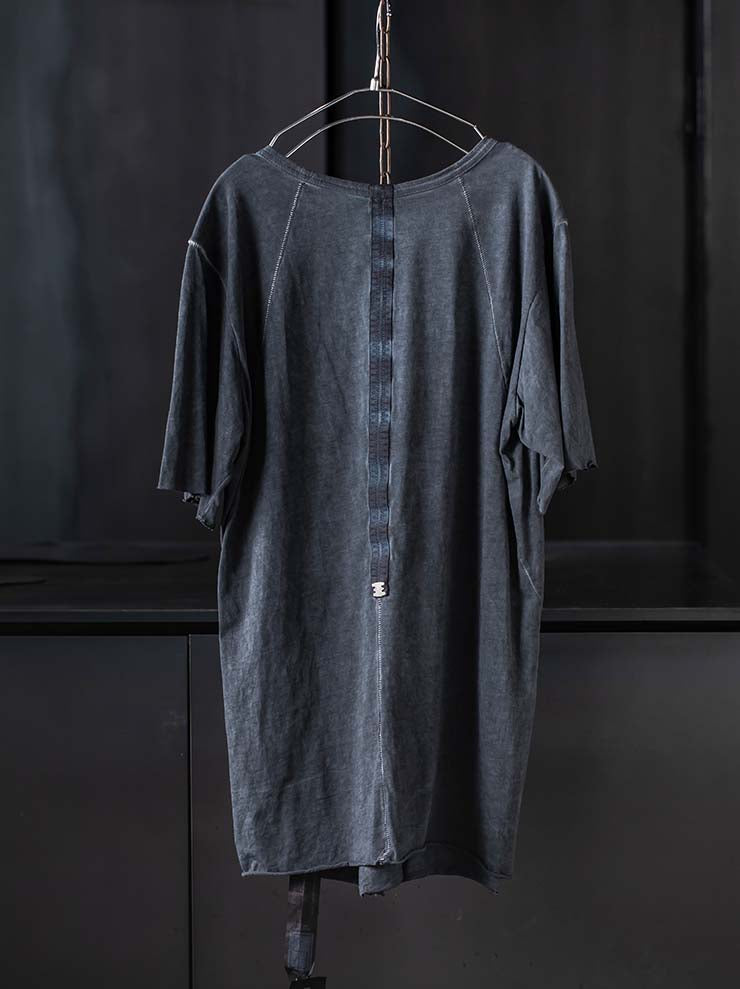 69 by ISAAC SELLAM<br>MENS ダイアゴナルカットコットンショートスリーヴTシャツ / PETROLE