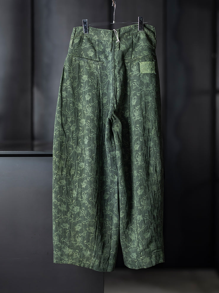 KINYAN LAM<br> WOMENS Natural Dye Jacquard Balloon Trousers / GREEN