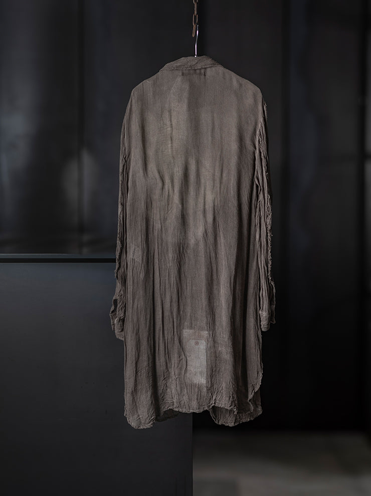 CHIAHUNG-SU<br> UNISEX HAND WOVEN MUD DYED BREATHABLE SHIRT / WEATHERED OAK