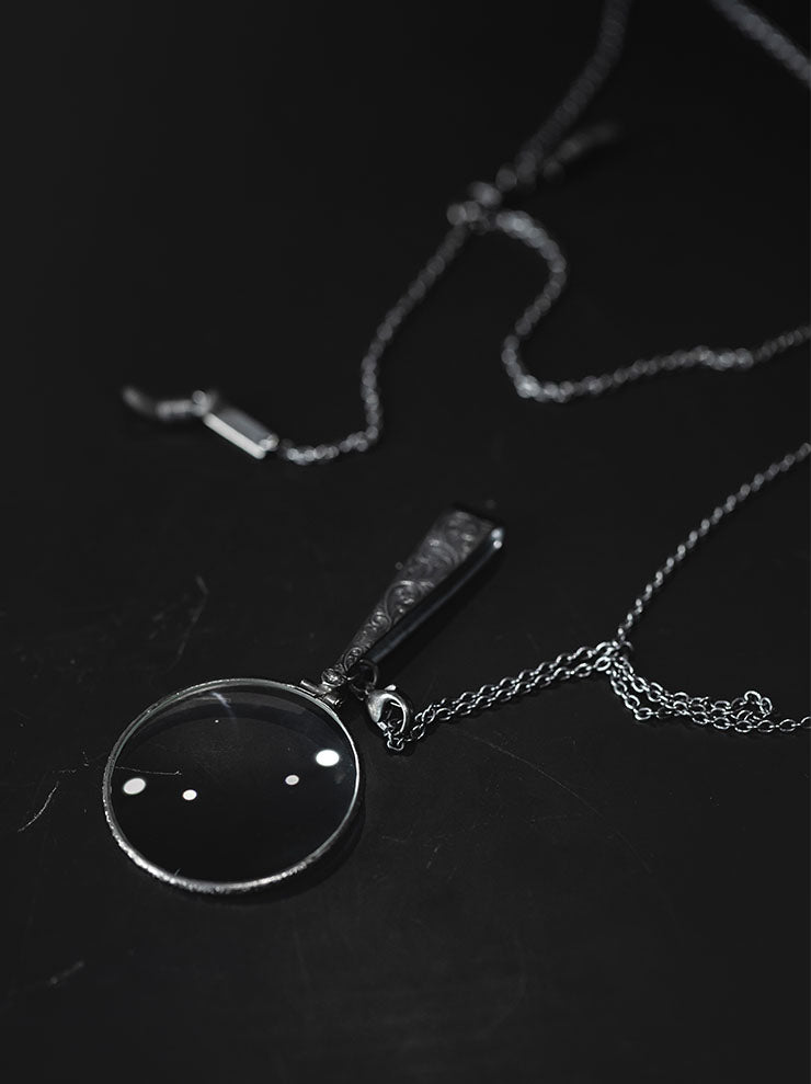 RIGARDS<br/>STERLING SILVER EXTENDABLE MAGNIFYING LOUPE NECKLACE / BLACK / AT011AG
