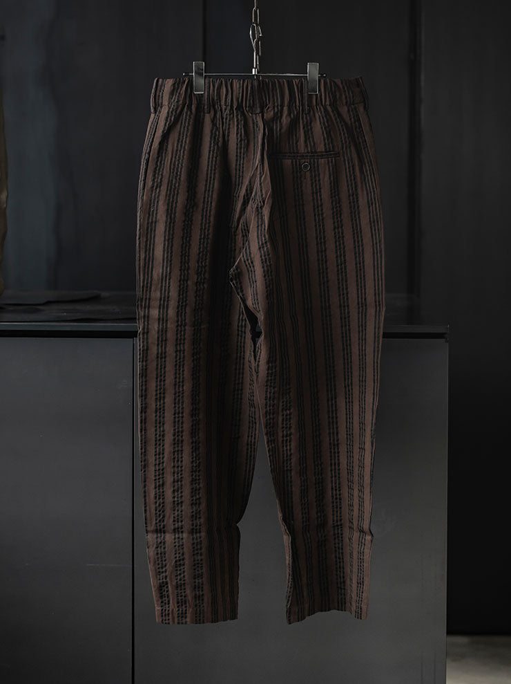 UMA WANG<br> MENS striped trousers / BROWN × BLACK