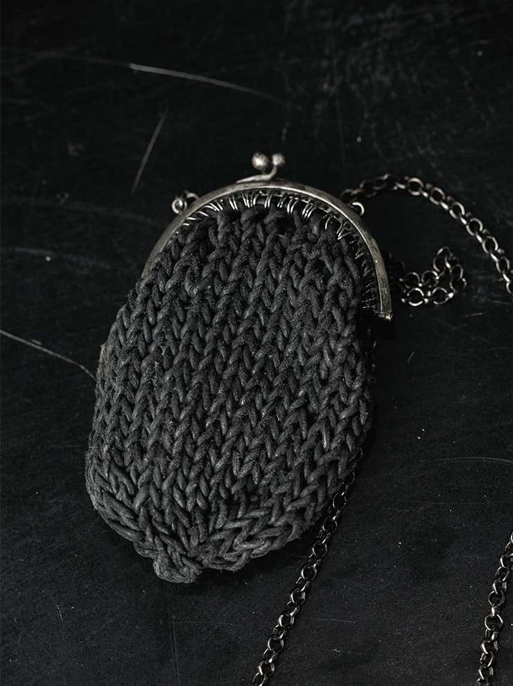 MDK – MIRANDA KALOUDIS <br>ART DECO PURSE SMALL KNIT LEATHER / BLACK