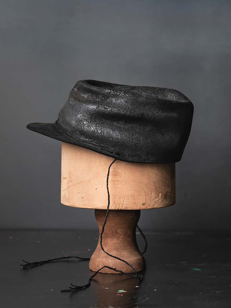HORISAKI<br>ONE OF A KIND COLLECTION ラビットファーフェルトチンストラップ付きハット OOAK25 NO.59 / BLACK HB