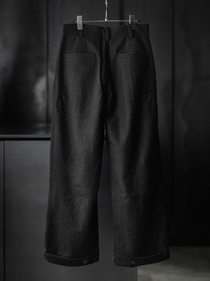 toward(s)<br>2 PLEAT PANTS IN DRIZZLE WEAVE WOOL / IRON INK BLACK