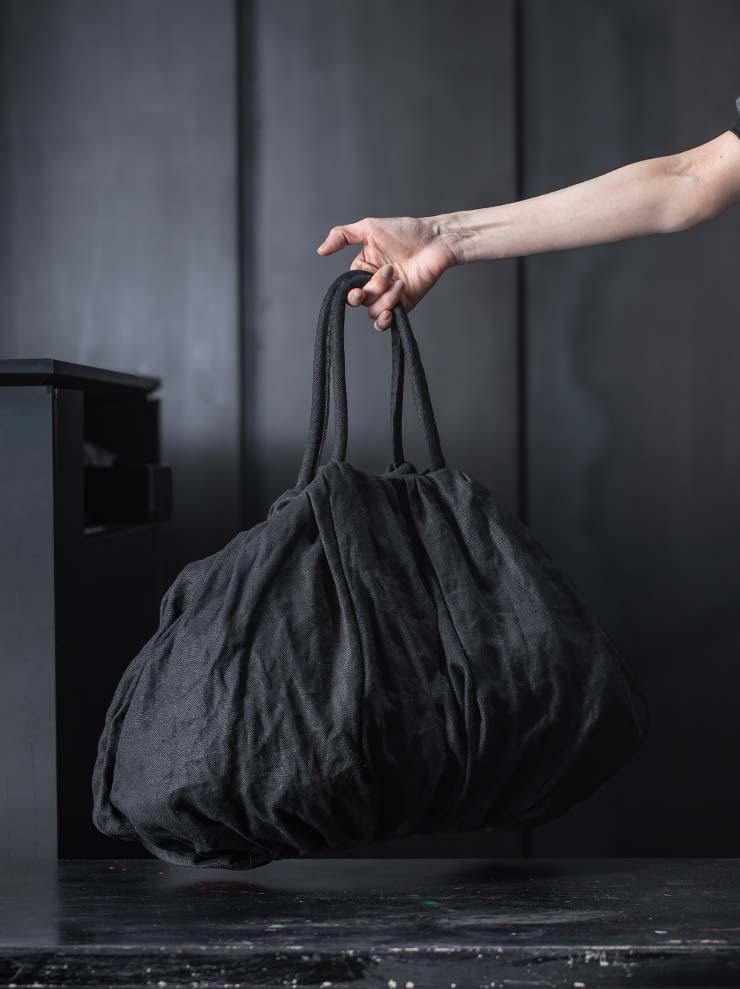 TUFORÉE<br> Linen bag / GAT LARGE / DARK BROWN