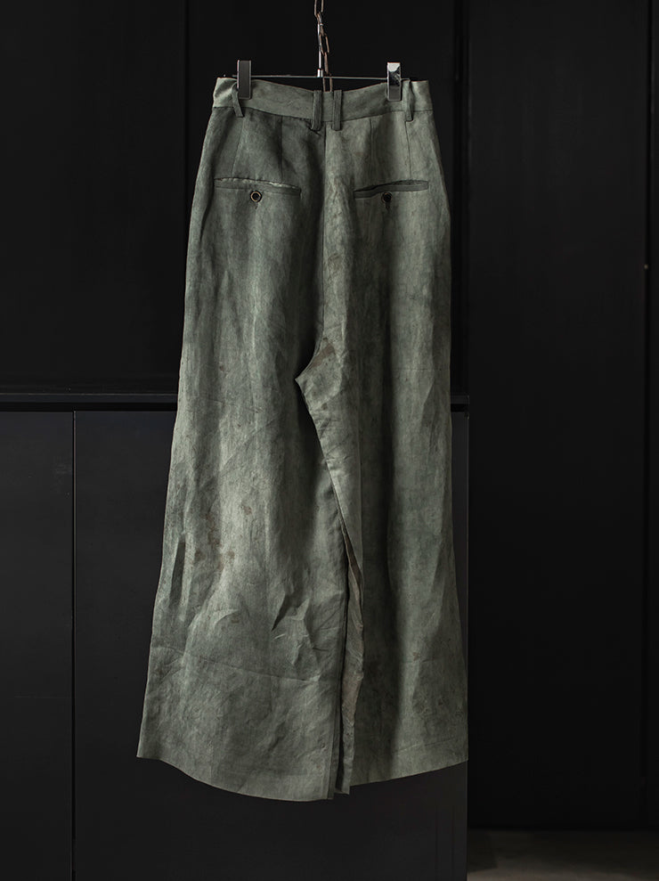 UMA WANG<br> WOMENS LINEN COTTON WIDE LEG TROUSER / VENICE BLUE