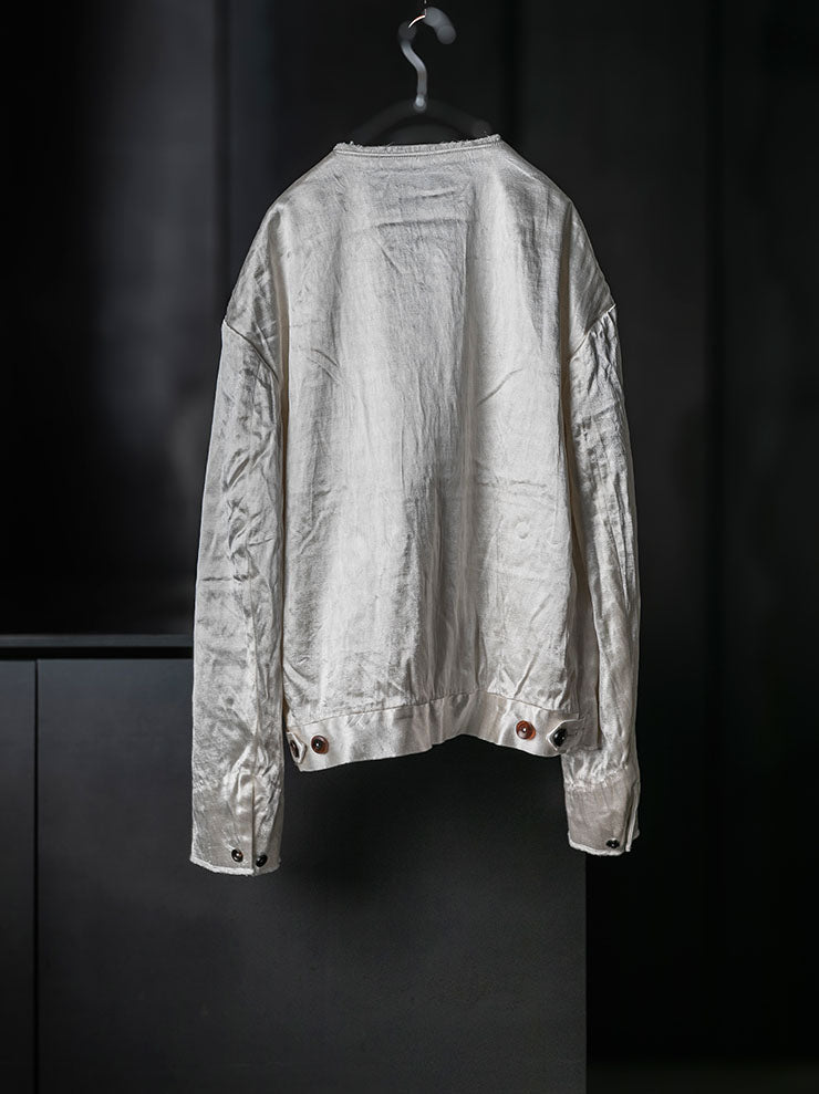 MONAD<br> Collarless Rouach Jacket / Ivory
