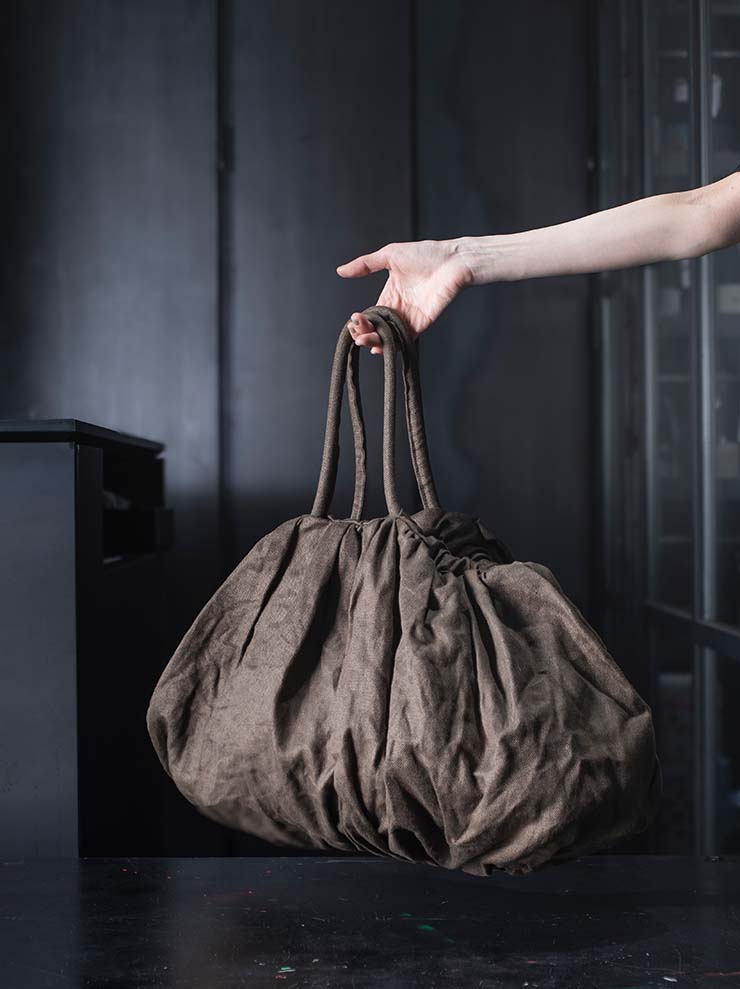 TUFORÉE<br> Linen bag / GAT LARGE / DARK BROWN