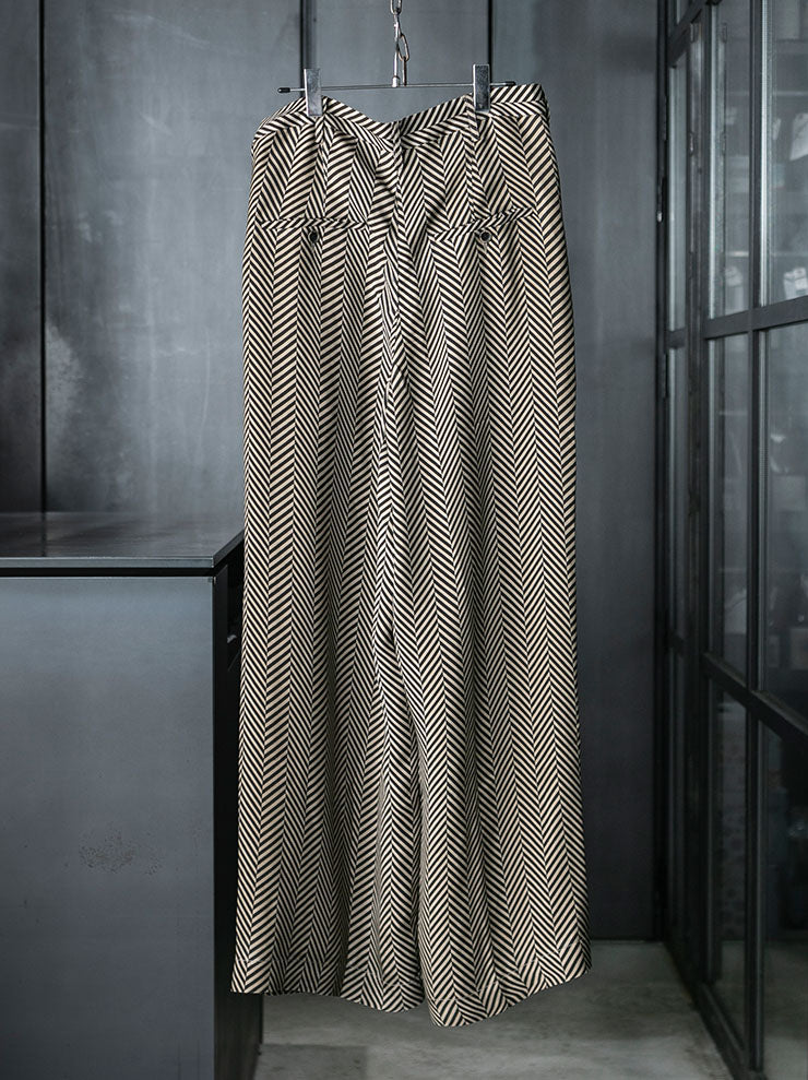 UMA WANG<br> MENS WIDE TROUSER / TAN × BLACK