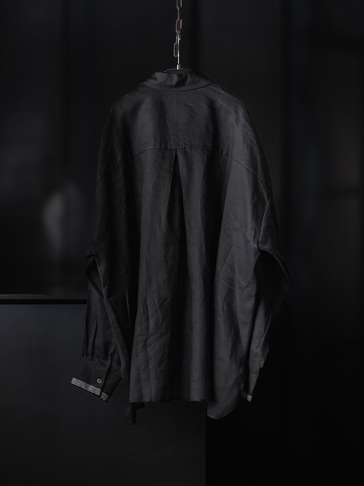 K’ANG <br>Unisex oversized back pleated shirt / BLACK