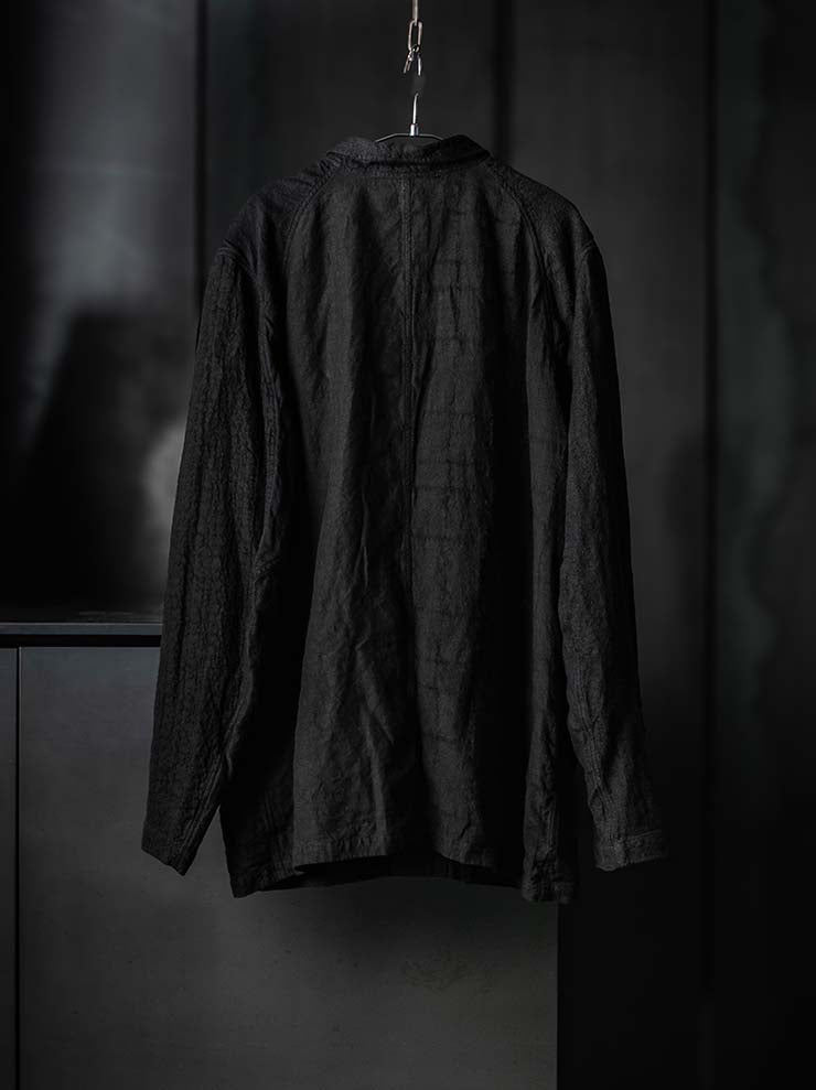 P.R.PATTERSON<br>HARLIQUIN WORK LINEN JACKET / BLACK