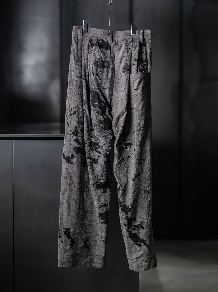 CHIAHUNG SU<br>MENS HAND WOVEN & DYED WIDE HAREM TROUSER / UNEVEN GREY