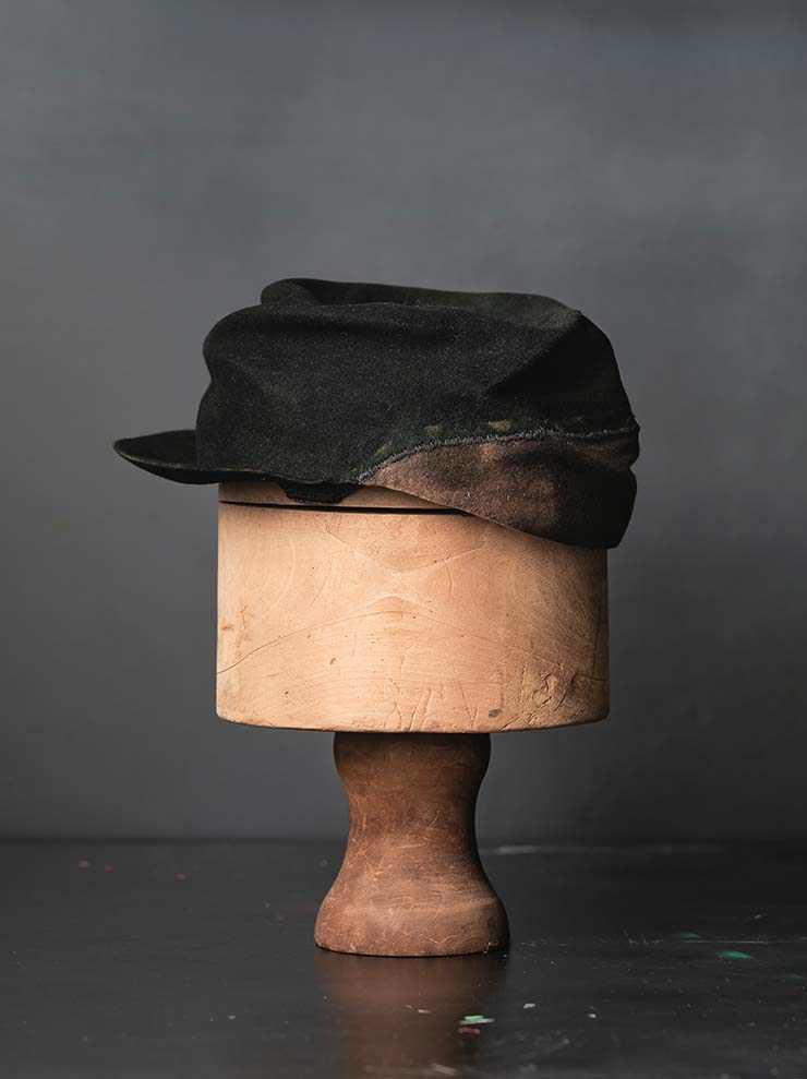 HORISAKI<br>ONE OF A KIND COLLECTION ラビットファーフェルトハンドダイハット OOAK25 NO.46 / GREEN MELANGE EB