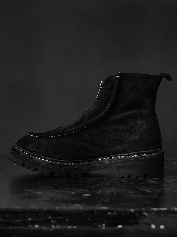 GUIDI<br> Men's Front Zip Paraboot NTP05FZ Black/Reverse Calf