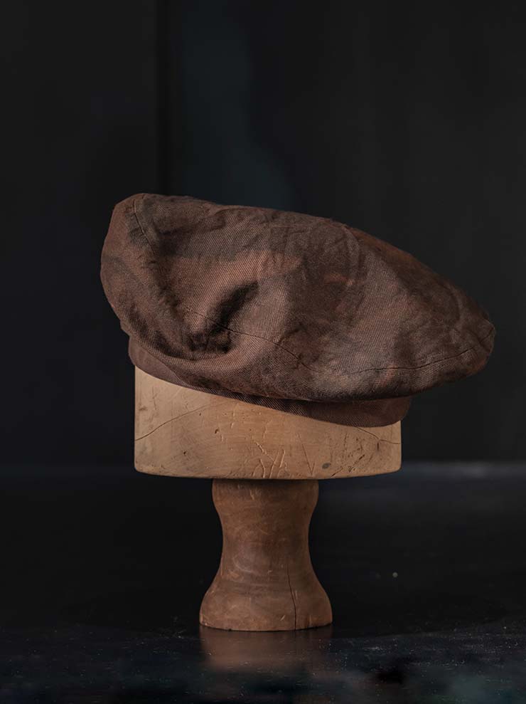 HORISAKI<br> ONE OF A KIND COLLECTION Cotton Linen Beret OOAK24 NO. 11 / BROWN