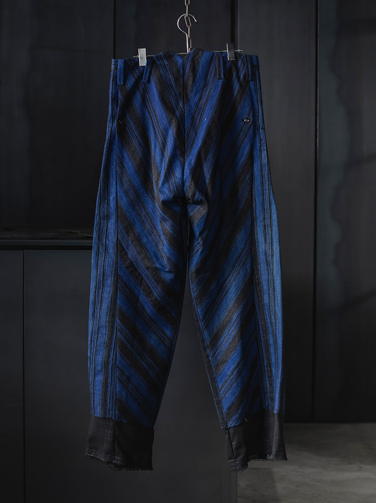 OLUBIYI THOMAS<br> Striped wide pants / Blue & Black