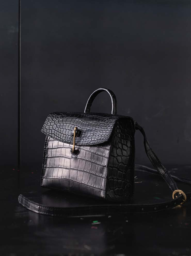tagliovivo<br> Doctor mini bag CROCODILE / BLACK