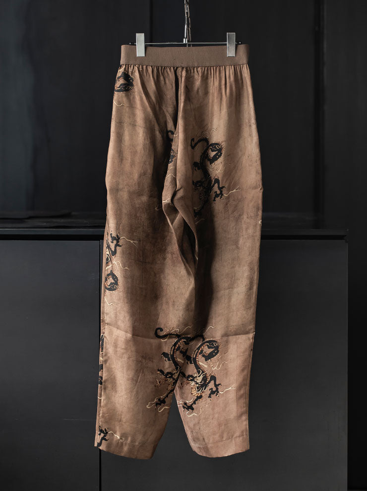 UMA WANG<br> WOMENS printed trousers / ROSE × BLACK
