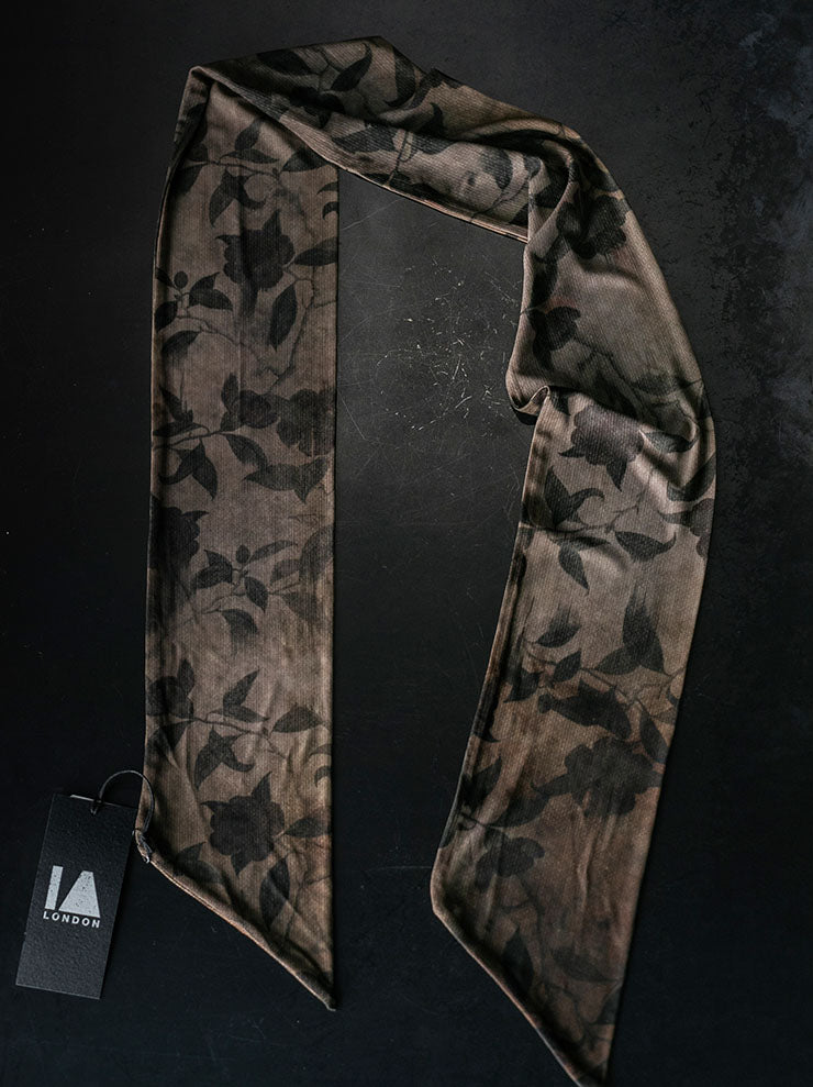 IA LONDON<br>RIBBON COTTON DOUBLE-SIDED SCARF / MIDNIGHT VIOLETS PRINT