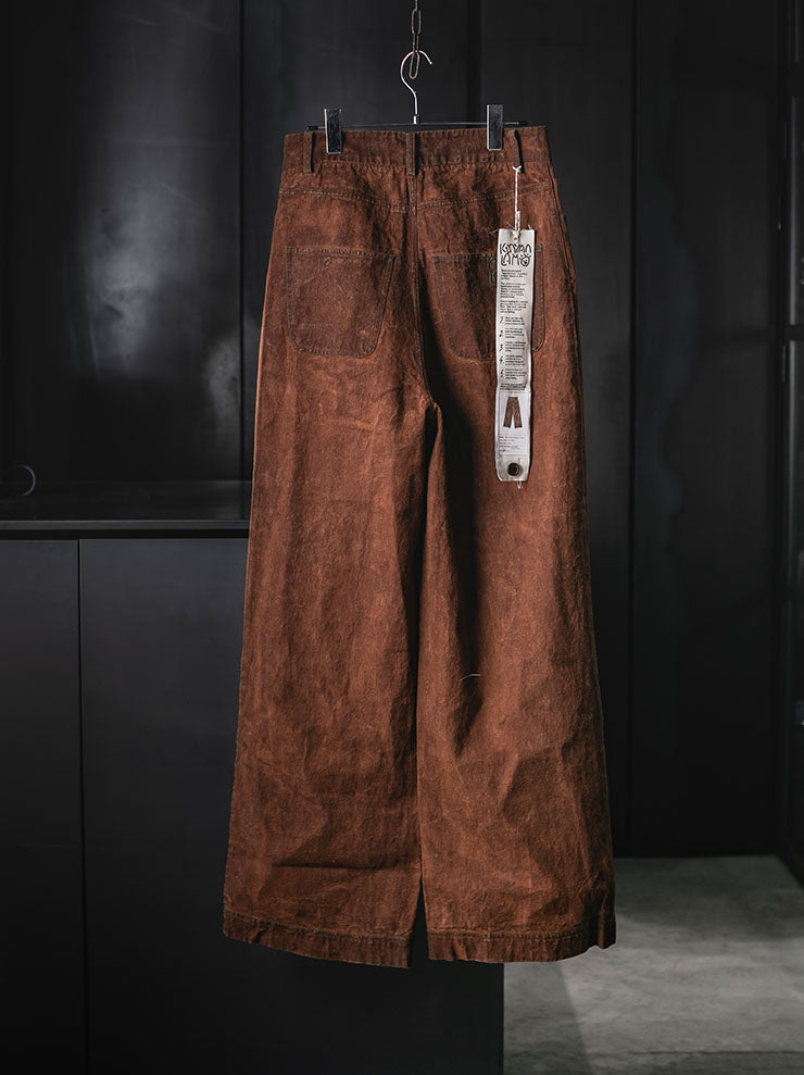 KINYAN LAM<br>UNISEX Natural Dye Hand Embroidery Straight Fit Jeans / Brown