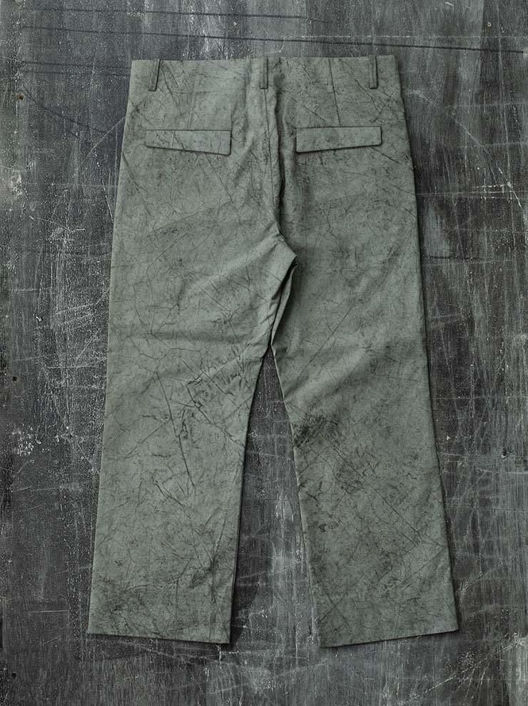 K'ANG<br>MENS MID FIT 2 FLAP BACK-POCKET TROUSERS / GREY (NATURAL DAYED)