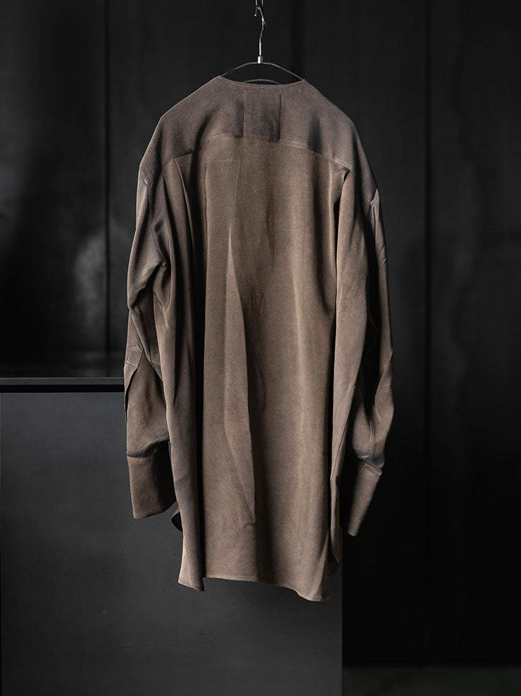 UMA WANG<br>WOMENS TAFFE TOP / GREY BROWN