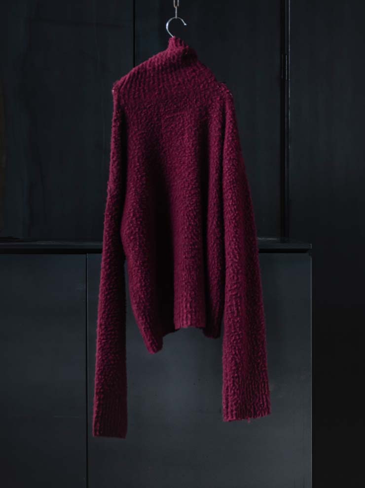 UMA WANG<br> WOMENS High neck knit top / DARK RED